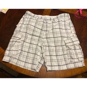 Black and White Plaid Cargo Shorts Size 38